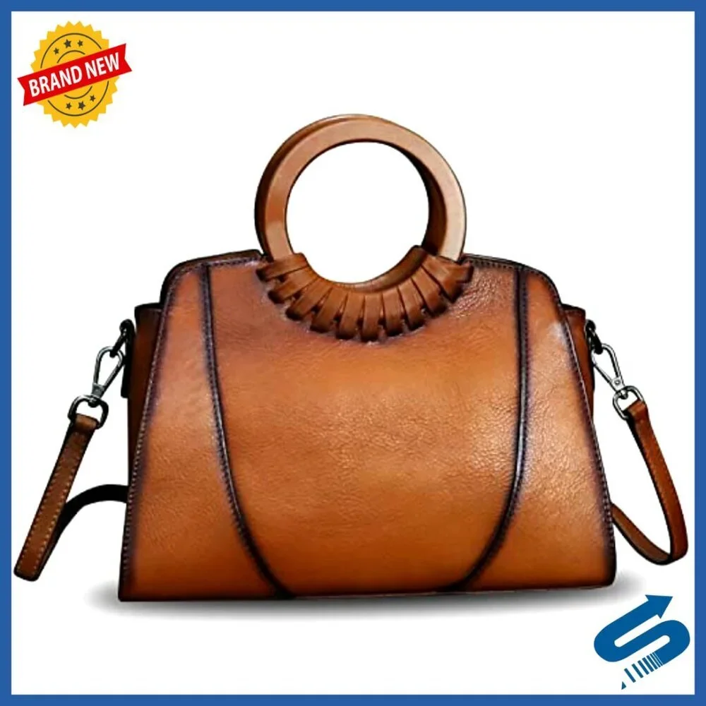 Genuine Leather Satchel Crossbody Shoulder Bag Top Handle Purse